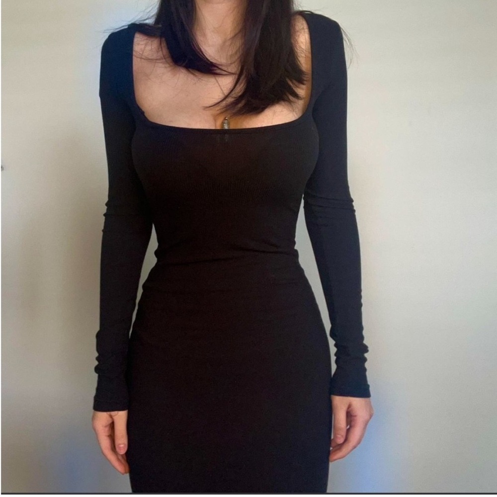 NWOT Skims soft lounge long sleeve dress in Onyx size XS